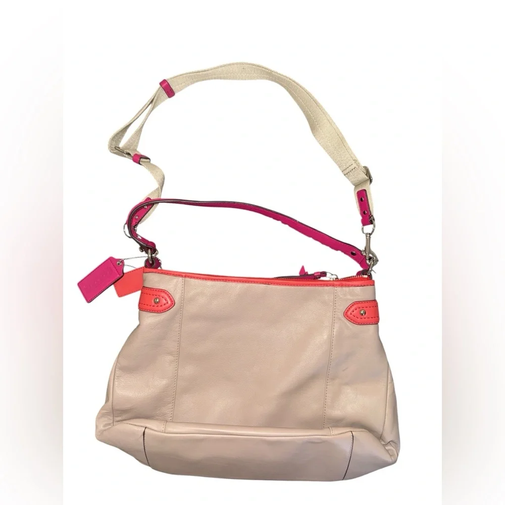 New w/ Tags NWT Coach Multi Sand Pink Orange Daisy Spectator Hobo Shoulder Bag - Picture 2 of 2